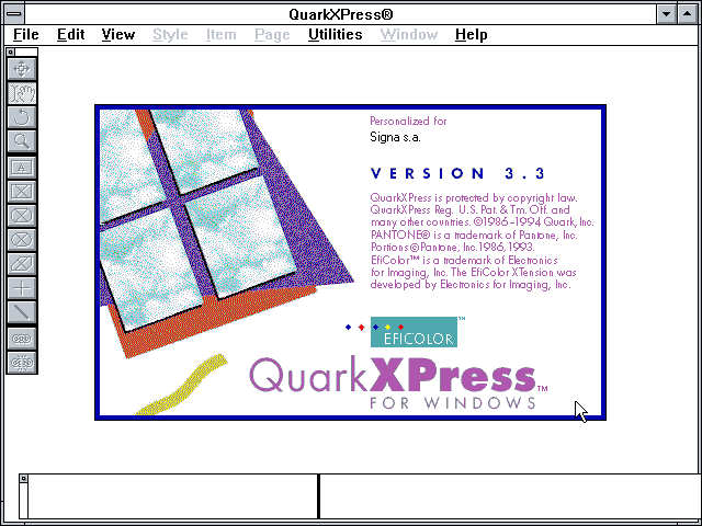 QuarkXPress 3.3 - About